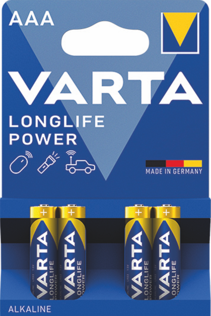 Батарейка 4шт VARTA LONGLIFE POWER 4 AAA 1.5V LR03 04903113414