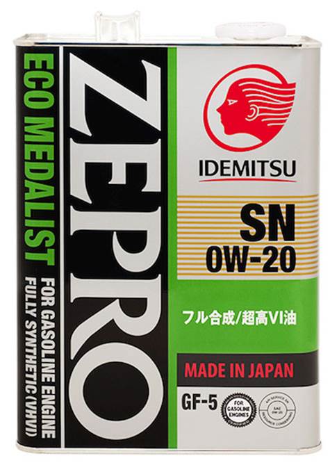 IDEMITSU ZEPRO ECOMEDALIST SN/GF-5 0W-20, Синтетическое моторное масло, 4л 171805614