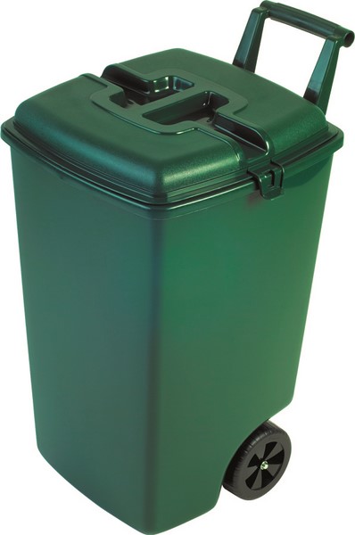 Контейнер для мусора 90л зеленый с зеленой крышкой на колесах 04122-385-00