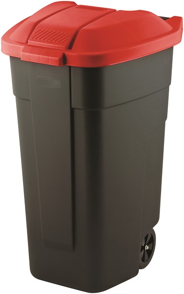 Контейнер для мусора на колесах 110л черный/красный 12900-879-60