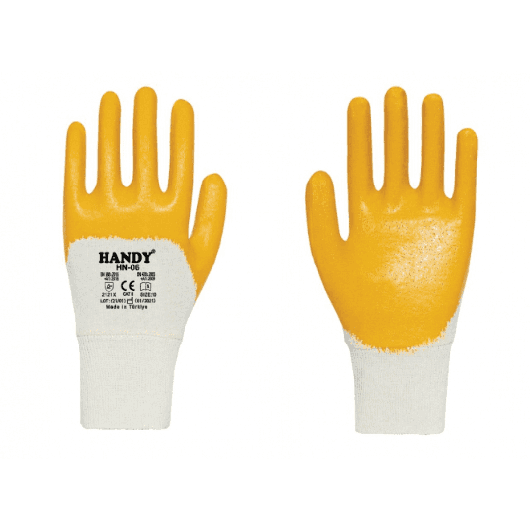 Перчатки с нитриловым покрытием HANDY HN-06, жёлтые, размер 9 HN-06-09Y