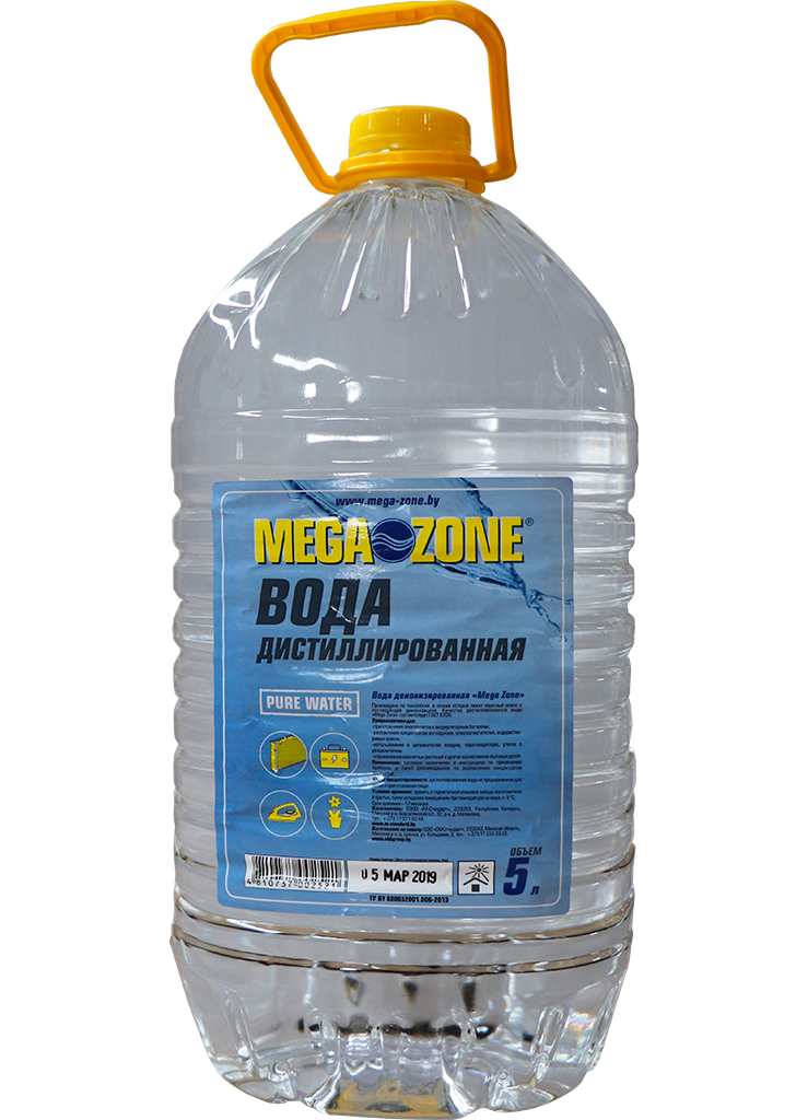 Вода дистиллированная MegaZone 5л, ПЭТ упаковка 9000045
