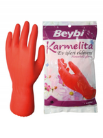 Перчатки латексные хозяйственные Beybi Karmelita красные, размер 8.5 KARM-8,5R