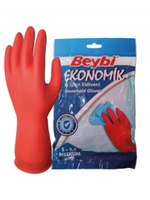 Перчатки латексные хозяйственные Beybi Ekonomik красные, размер 8-8.5 EKON-8-8,5R