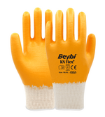 Перчатки трикотажные с нитриловым покрытием Beybi KN FLEX+ жёлто-белые, размер 10 KN-FP-10Y
